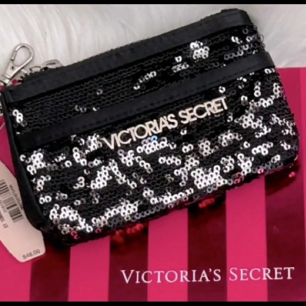 Victoria’s Secret Keychain Sequin Wallet Black